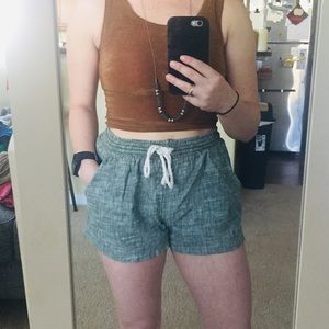 Excellent Condition Green Linen Beach Shorts